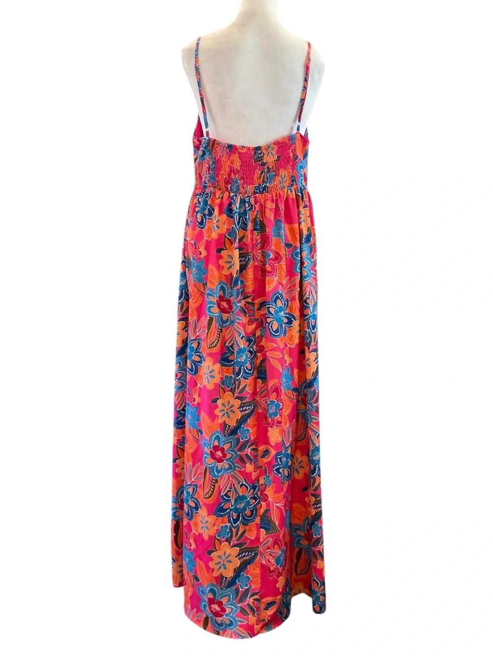 Pink Tropical Floral Boho Resort Maxi Dress NWT M-L Cruise Vacation - Picture 5 of 7